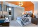Well-lit bedroom with gray accents and a window with backyard views at 361 Murray Grey Ln, Wake Forest, NC 27587