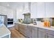 Modern kitchen featuring stainless steel appliances, light gray cabinets, and a tile backsplash at 361 Murray Grey Ln, Wake Forest, NC 27587