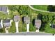 An aerial perspective showcases the layout of the neighborhood and the positioning of homes with driveways at 635 Black Angus Dr, Haw River, NC 27258