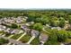 Aerial of a neighborhood with homes with well-maintained lawns surrounded by mature trees at 635 Black Angus Dr, Haw River, NC 27258