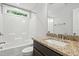 Bathroom with granite countertop, sleek sink, and shower-tub combination at 635 Black Angus Dr, Haw River, NC 27258