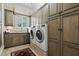 The laundry room has lots of cabinets for storage at 8308 Society Pl, Raleigh, NC 27615