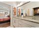 Beautiful bathroom with double vanity, granite countertop, and modern fixtures at 1008 Sounding Ln, Durham, NC 27703