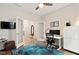 Home office with french doors, hardwood floors, modern decor, and natural light at 1008 Sounding Ln, Durham, NC 27703