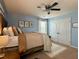Comfortable bedroom showcasing a wooden bed frame and closet with double doors at 123 Claystone Dr, Gibsonville, NC 27249