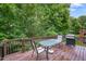 Back deck offering a great outdoor area for dining and entertaining with lush greenery at 205 Slate Blue Pl, Cary, NC 27519