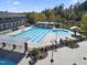 Stunning aerial of a pristine community pool and ample lounging space at 205 Slate Blue Pl, Cary, NC 27519