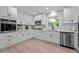 Modern kitchen features white cabinets, stainless steel appliances, and stylish backsplash at 2053 Nottingham Ln, Burlington, NC 27215