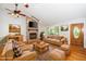 Comfortable living room with a cozy fireplace, hardwood floors, and stylish, coordinated furniture at 2925 Redwood Rd, Durham, NC 27704