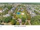 Beautiful aerial view showing tennis and volleyball court plus parking area for residents at 308 Minton Valley Ln, Cary, NC 27519