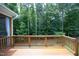 Wood back deck and railing with mature trees providing privacy for this home at 309 Hines Point Dr, Rolesville, NC 27571