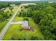 Aerial view of a two-story home on a sprawling green lawn surrounded by beautiful mature trees at 3906 Union Ridge Rd, Burlington, NC 27217