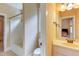 Standard bathroom, which features a tub/shower combo, and a white vanity, which offers ample storage at 504 Belmont Cir, Wake Forest, NC 27587