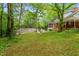 Picturesque backyard featuring a cozy fire pit with Adirondack chairs on a lush lawn at 504 S Dixon Ave, Cary, NC 27511