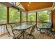 Relaxing screened porch with comfortable seating, a ceiling fan and views of a lush backyard at 504 S Dixon Ave, Cary, NC 27511