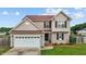 Charming two-story home with a well-manicured lawn and a two-car garage at 5321 Longspur Dr, Snow Camp, NC 27349