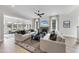Spacious living room with fireplace, TV, hardwood floors, and plenty of comfortable seating at 1049 Coldspring Circle, Durham, NC 27705
