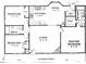 Detailed floor plan showcasing the layout of the two-bedroom home and its room dimensions at 107 Oak Park Dr, Benson, NC 27504