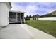 Spacious backyard with a screened-in porch and a concrete patio offers great outdoor living spaces at 170 Kinsale Ct, Garner, NC 27529