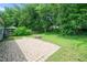 Relaxing backyard featuring a stone patio, well-maintained lawn, and a charming fire pit at 248 Inkster Cv, Raleigh, NC 27603