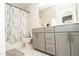 Stylish bathroom featuring a vanity with mirror, toilet, and shower with curtain at 2918 Heirloom Way, Apex, NC 27502