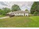 Lush backyard featuring a deck and mature trees, offering privacy and space at 3620 Constellation Dr, Raleigh, NC 27604