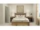 Relaxing main bedroom with a wooden bed frame, neutral decor, and bedside lamps at 604 Vega Bluff Ln, Angier, NC 27501