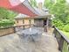 Inviting back deck features a shade cover, outdoor seating and a great view of the backyard at 7483 Danford Rd, Burlington, NC 27215