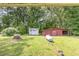 View of backyard showing outbuildings, including a utility shed at 9751 N Highway 96, Selma, NC 27576