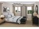 Bright bedroom with large windows, neutral decor, and a comfortable bench at 1037 Zelkova Ln, Chapel Hill, NC 27517