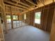 Living room under construction shows the framing and structure before the walls are up at 136 Tuskeegee Dr, Smithfield, NC 27577