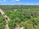 Aerial view showcasing a home nestled among lush greenery, with the city skyline in the background at 1717 Martin Luther King Jr Blvd, Raleigh, NC 27610