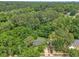 An aerial view of a home nestled amongst mature trees with a driveway and a car parked in front at 1717 Martin Luther King Jr Blvd, Raleigh, NC 27610