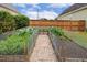 Vibrant backyard garden featuring raised beds and thriving plants, offering a serene outdoor retreat at 182 Brendamoore Ct, Fuquay Varina, NC 27526