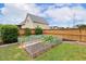 Charming backyard garden with raised beds and flourishing plants, perfect for gardening enthusiasts at 182 Brendamoore Ct, Fuquay Varina, NC 27526