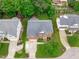 Aerial view showcasing a well-maintained home with spacious backyard and lush landscaping at 2003 Red Sage Ct, Apex, NC 27502