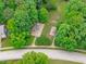 Aerial view of a neighborhood playground with mature trees and green space at 2003 Red Sage Ct, Apex, NC 27502