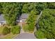 Aerial view of a home surrounded by lush trees, showcasing its prime location and curb appeal at 203 N Becket St, Cary, NC 27513