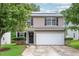 Charming two-story home with a well-maintained lawn, two-car garage, and solar panels at 313 Weeping Willow Dr, Durham, NC 27704