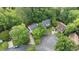 An aerial view showing the property's proximity to neighbors and the surrounding greenery at 3541 E Jameson Rd, Raleigh, NC 27604