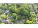 An aerial shot highlighting a home surrounded by mature trees, with other houses nearby at 3541 E Jameson Rd, Raleigh, NC 27604