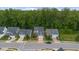 Aerial view of the neighborhood showcasing the well-maintained homes and landscaping of the community at 4001 Bostwyck Dr, Fuquay Varina, NC 27526