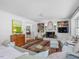 Cozy living room featuring a brick fireplace, built-in bookshelves, and comfortable seating at 4112 Rowan St, Raleigh, NC 27609