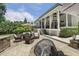 Expansive backyard patio with a fire pit, outdoor kitchen, and covered porch perfect for relaxation and entertaining at 5112 Highbury Grove Ln, Fuquay Varina, NC 27526