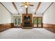Spacious living room with vaulted ceilings, fireplace, and hardwood accents at 8509 Ashwood Dr, Raleigh, NC 27603