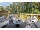 Outdoor deck area with modern furniture and wooded views offering a relaxing space at 1004 Regalia Rd # 3, Durham, NC 27713