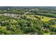 Overhead view of houses interspersed with dense tree cover, offering privacy and a natural setting at 1052 Hughes Trl, Elon, NC 27244