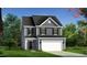 Charming two-story home with gray siding, black shutters, and an attached two-car garage at 2014 Cross Bones Blvd # 30, Durham, NC 27703