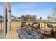 Inviting outdoor deck showcasing modern patio furniture, perfect for relaxing or entertaining against a scenic backdrop at 27 Cribbs Ln, Middlesex, NC 27557