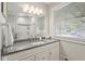 Well-lit bathroom with granite countertops and glass shower, exuding a clean and modern aesthetic at 2913 Anderson Dr, Raleigh, NC 27608